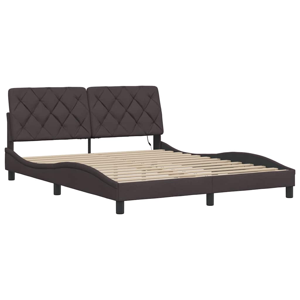 vidaXL Cadru de pat cu LED fără saltea țesătură maro închis 160x200 cm