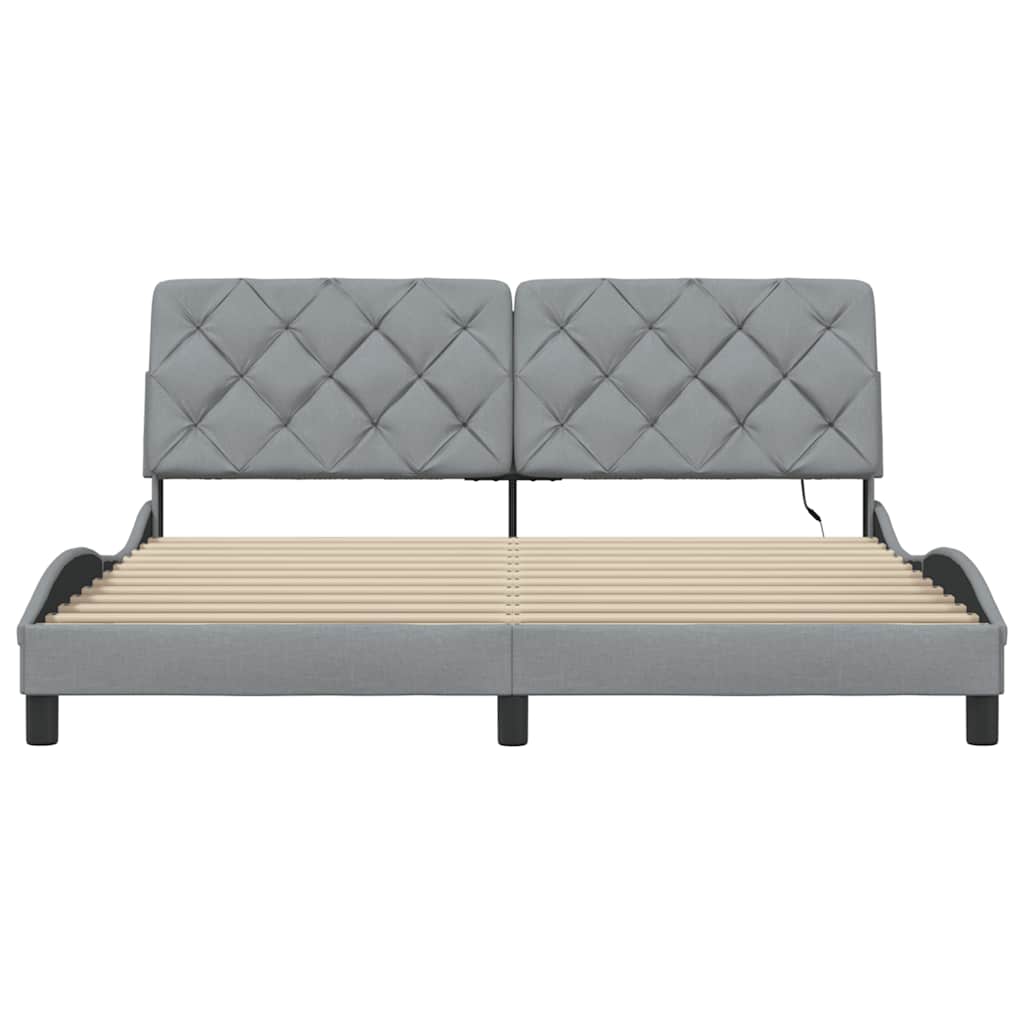 vidaXL Cadru de pat cu LED fără saltea Gri deschis 180x200 cm Material vidaXL Cadru de pat cu LED fără saltea Gri deschis 180x200 cm Material