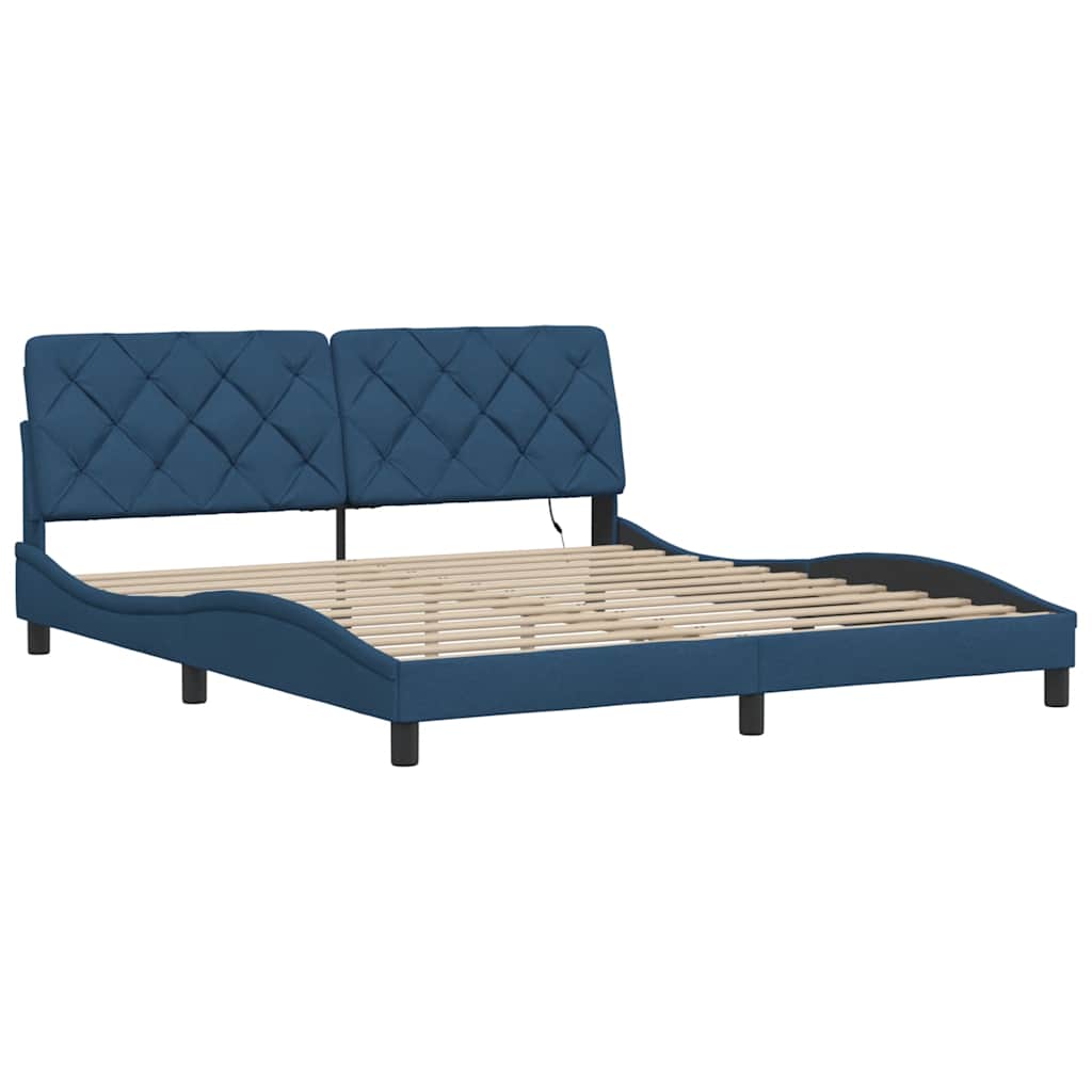 vidaXL Cadru de pat cu LED fără saltea Albastru 180x200 cm Material vidaXL Cadru de pat cu LED fără saltea Albastru 180x200 cm Material