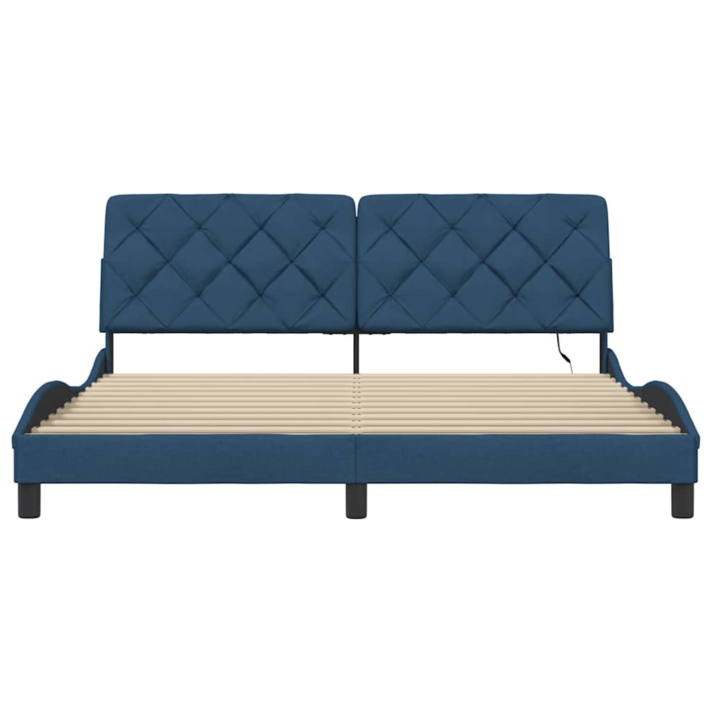 vidaXL Cadru de pat cu LED fără saltea Albastru 180x200 cm Material vidaXL Cadru de pat cu LED fără saltea Albastru 180x200 cm Material