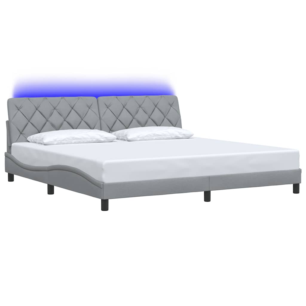 vidaXL Cadru de pat cu LED fără saltea Gri deschis 200x200 cm Material vidaXL Cadru de pat cu LED fără saltea Gri deschis 200x200 cm Material
