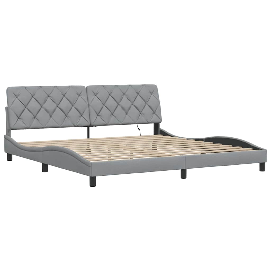 vidaXL Cadru de pat cu LED fără saltea Gri deschis 200x200 cm Material vidaXL Cadru de pat cu LED fără saltea Gri deschis 200x200 cm Material