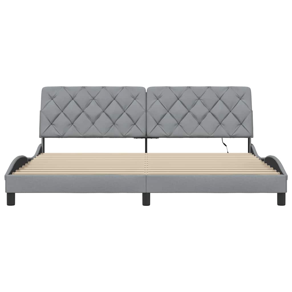 vidaXL Cadru de pat cu LED fără saltea Gri deschis 200x200 cm Material vidaXL Cadru de pat cu LED fără saltea Gri deschis 200x200 cm Material