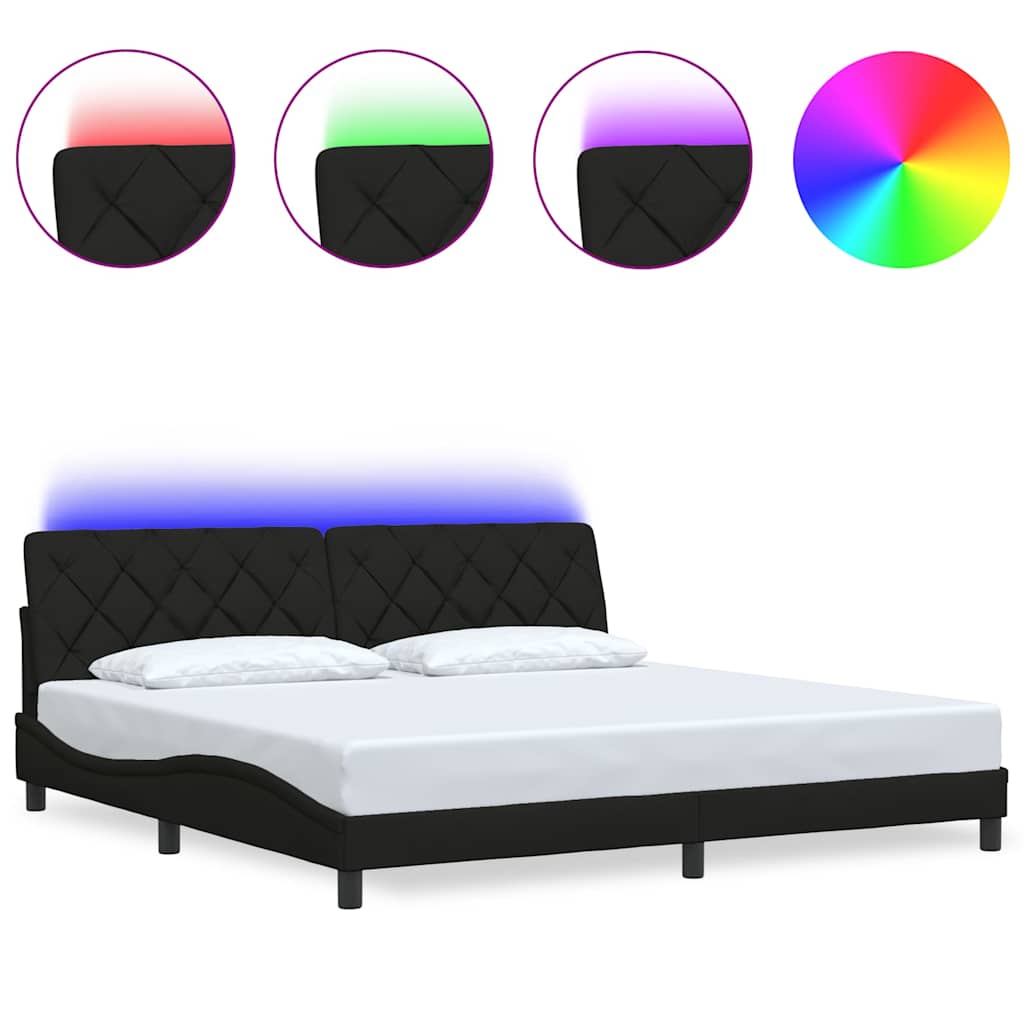 vidaXL Cadru de pat cu LED fără saltea țesătură neagră 200x200 cm