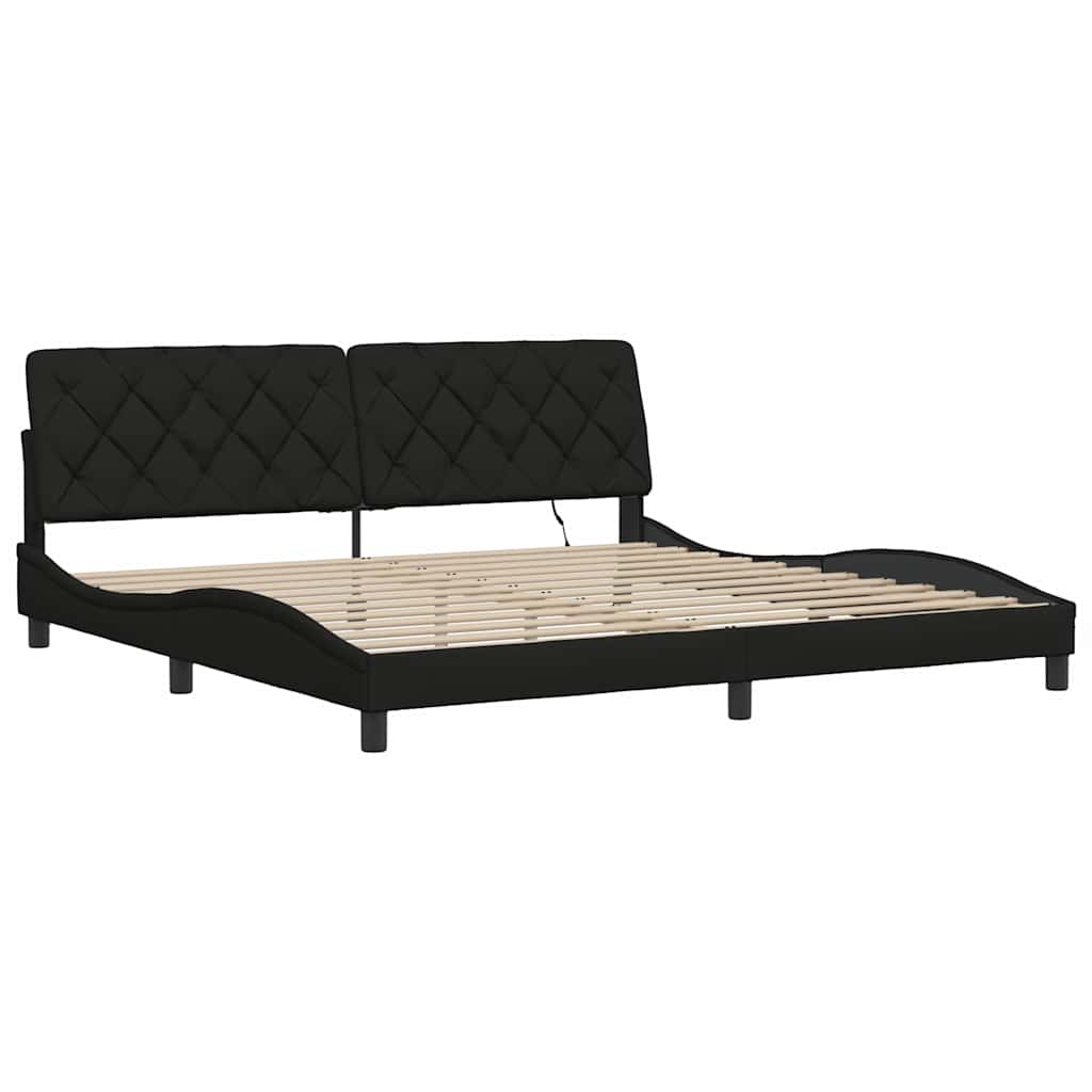 vidaXL Cadru de pat cu LED fără saltea țesătură neagră 200x200 cm