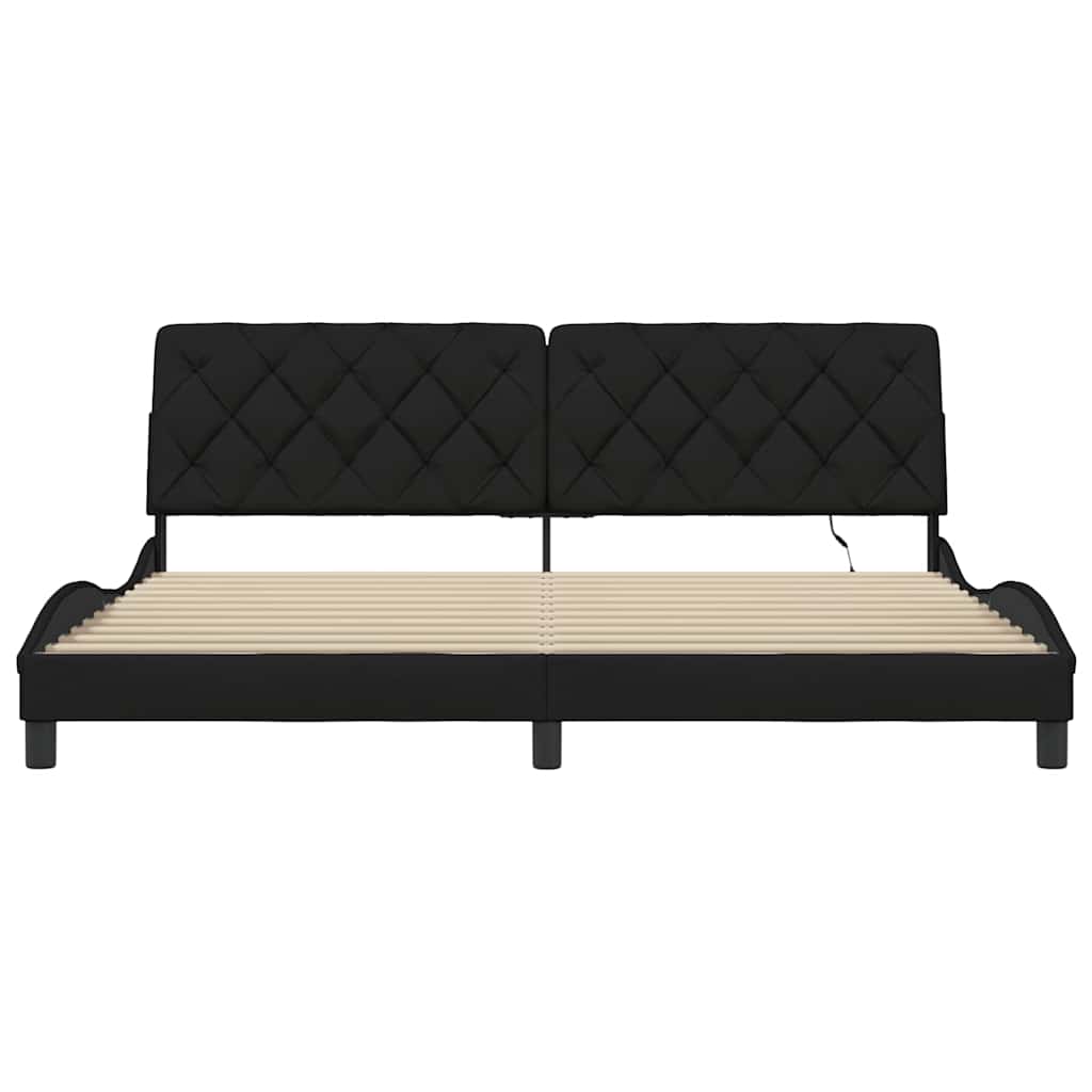 vidaXL Cadru de pat cu LED fără saltea țesătură neagră 200x200 cm