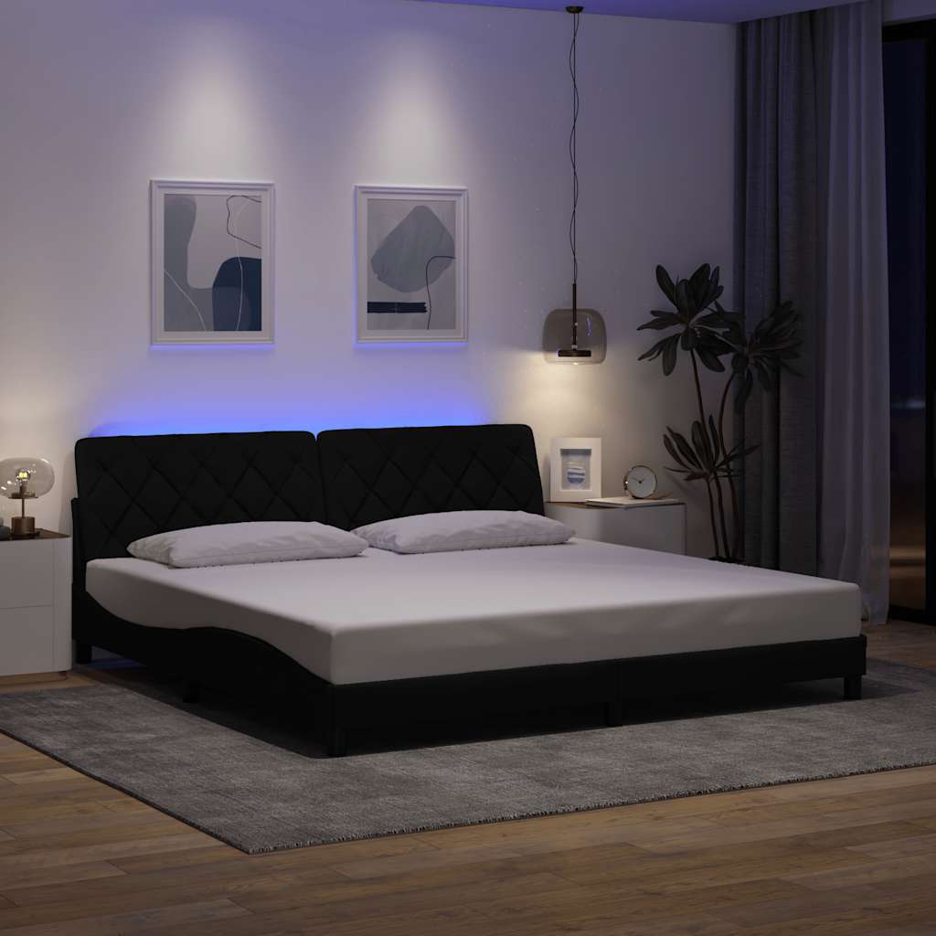 vidaXL Cadru de pat cu LED fără saltea țesătură neagră 200x200 cm