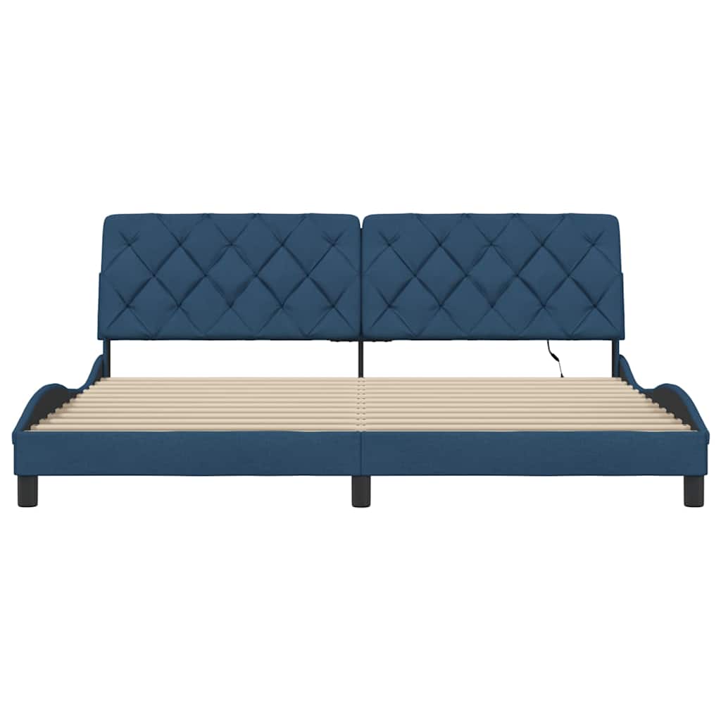 vidaXL Cadru de pat cu LED fără saltea Albastru 200x200 cm Material vidaXL Cadru de pat cu LED fără saltea Albastru 200x200 cm Material