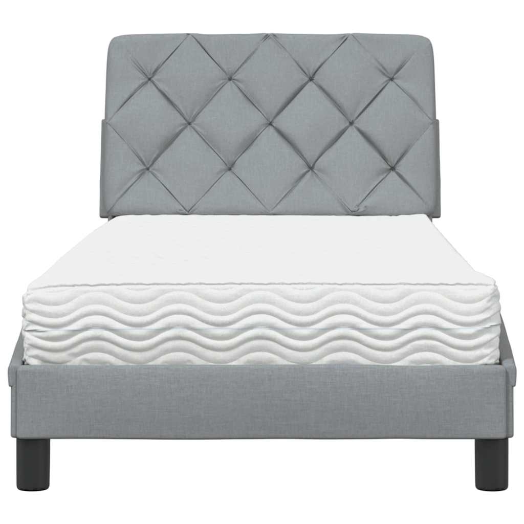 vidaXL Pat cu saltea, gri deschis, 80x200 cm, textil