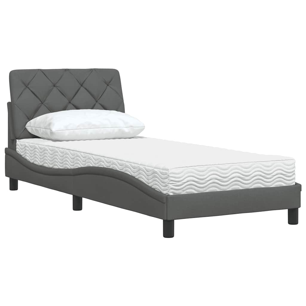 vidaXL Pat cu saltea, gri închis, 80x200 cm, textil