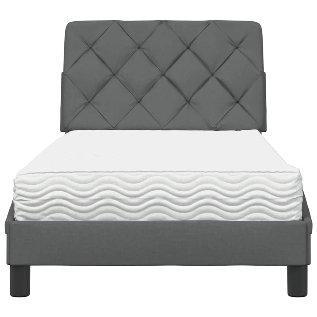 vidaXL Pat cu saltea, gri închis, 80x200 cm, textil