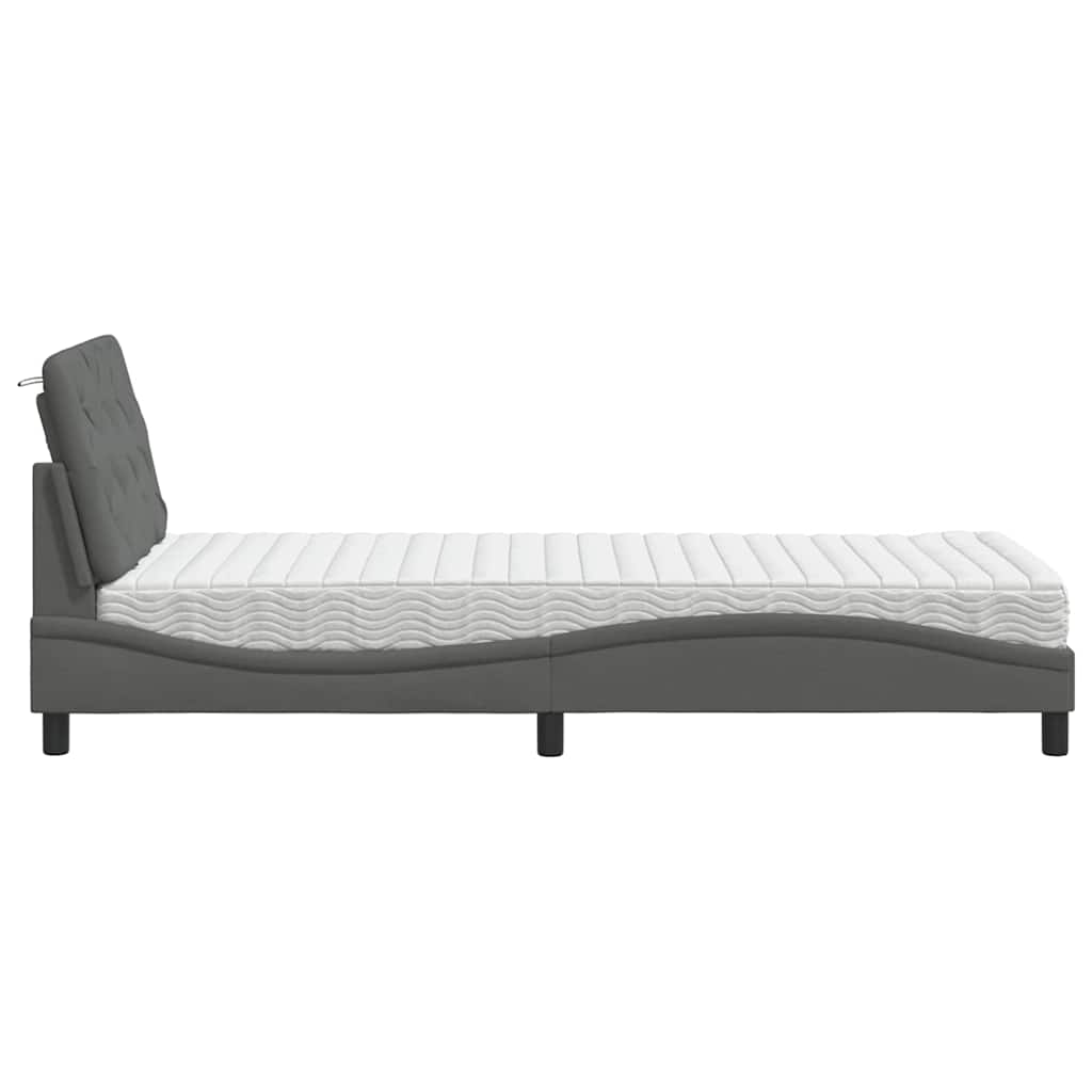 vidaXL Pat cu saltea, gri închis, 80x200 cm, textil