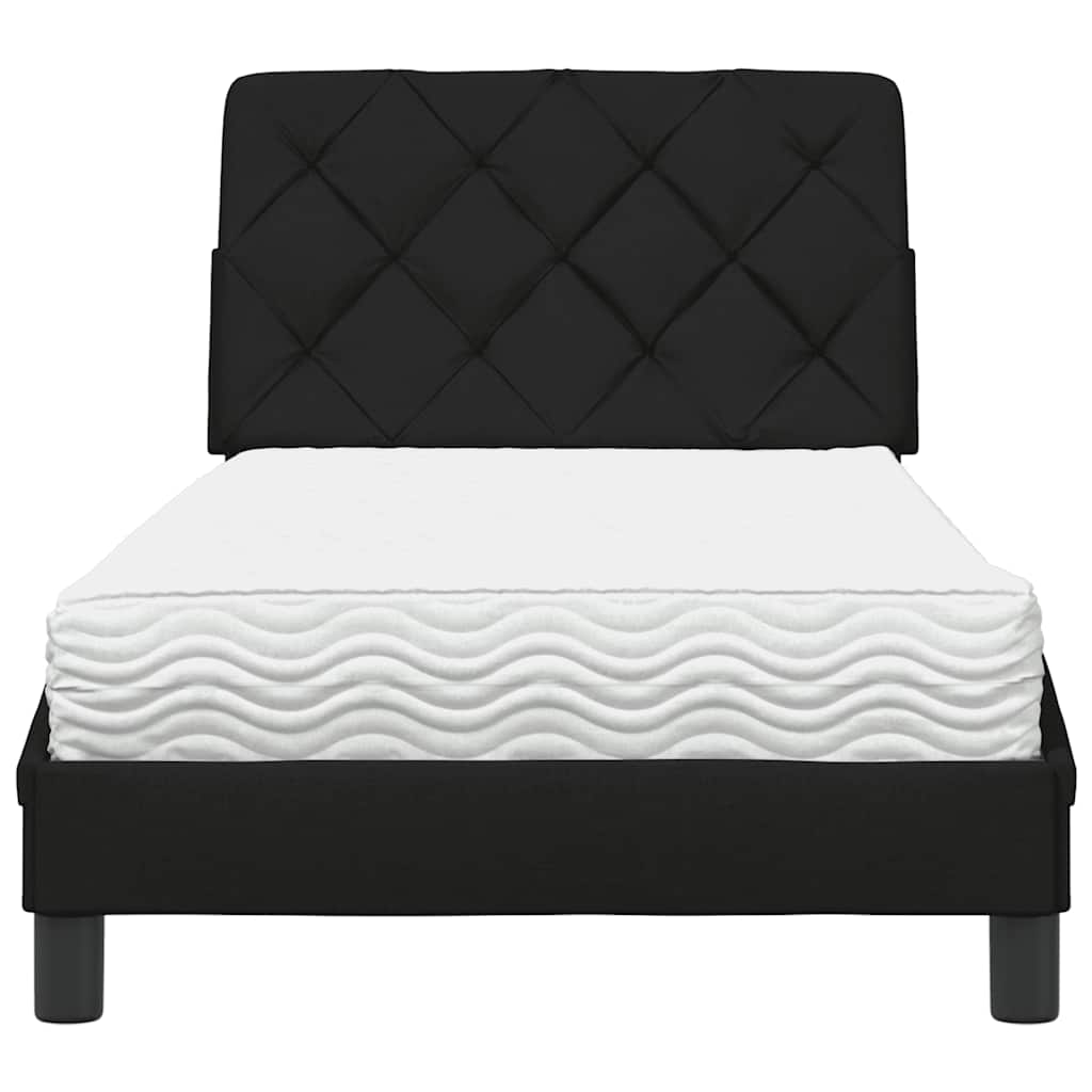 vidaXL Pat cu saltea, negru, 80x200 cm, textil