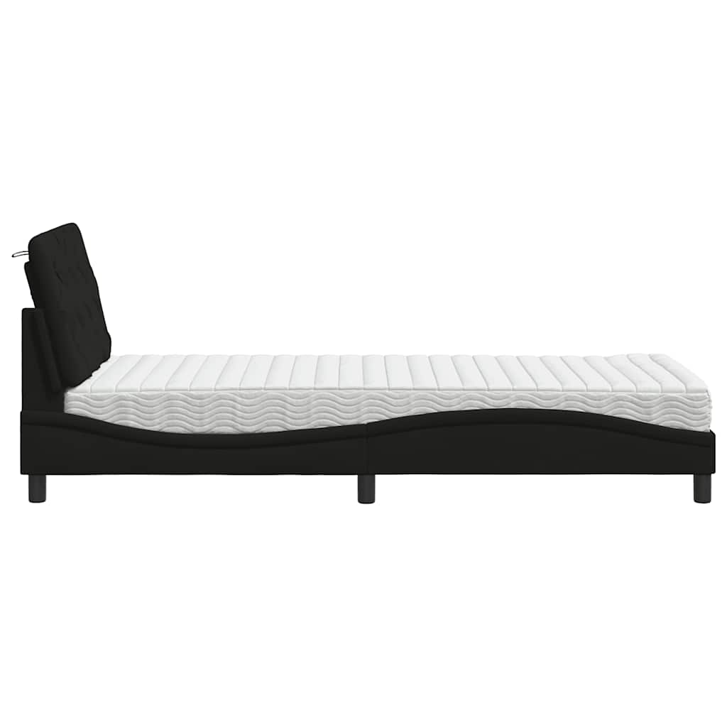 vidaXL Pat cu saltea, negru, 80x200 cm, textil