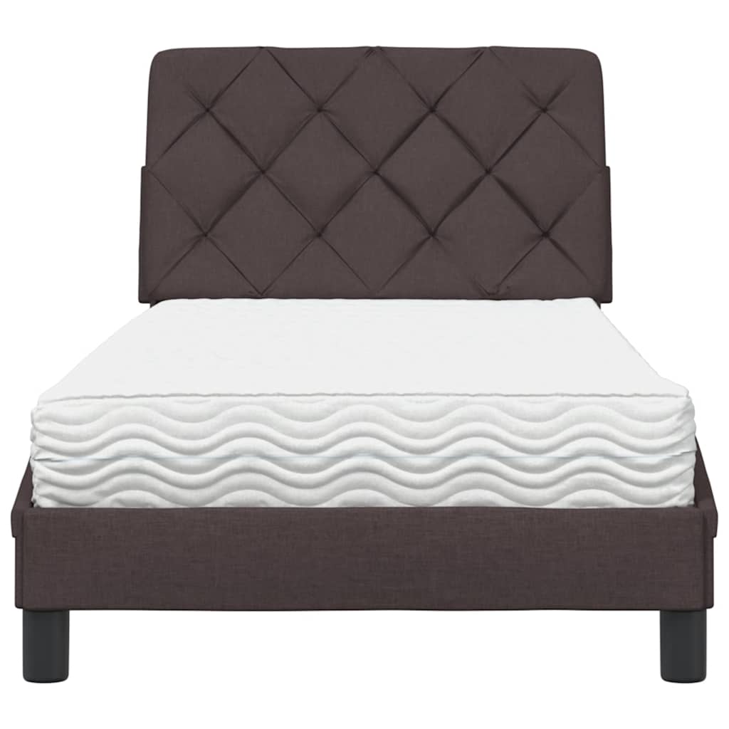 vidaXL Pat cu saltea, maro închis, 80x200 cm, material textil vidaXL Pat cu saltea, maro închis, 80x200 cm, material textil