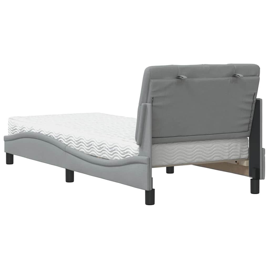 vidaXL Pat cu saltea, gri deschis, 90x190 cm, textil vidaXL Pat cu saltea, gri deschis, 90x190 cm, textil