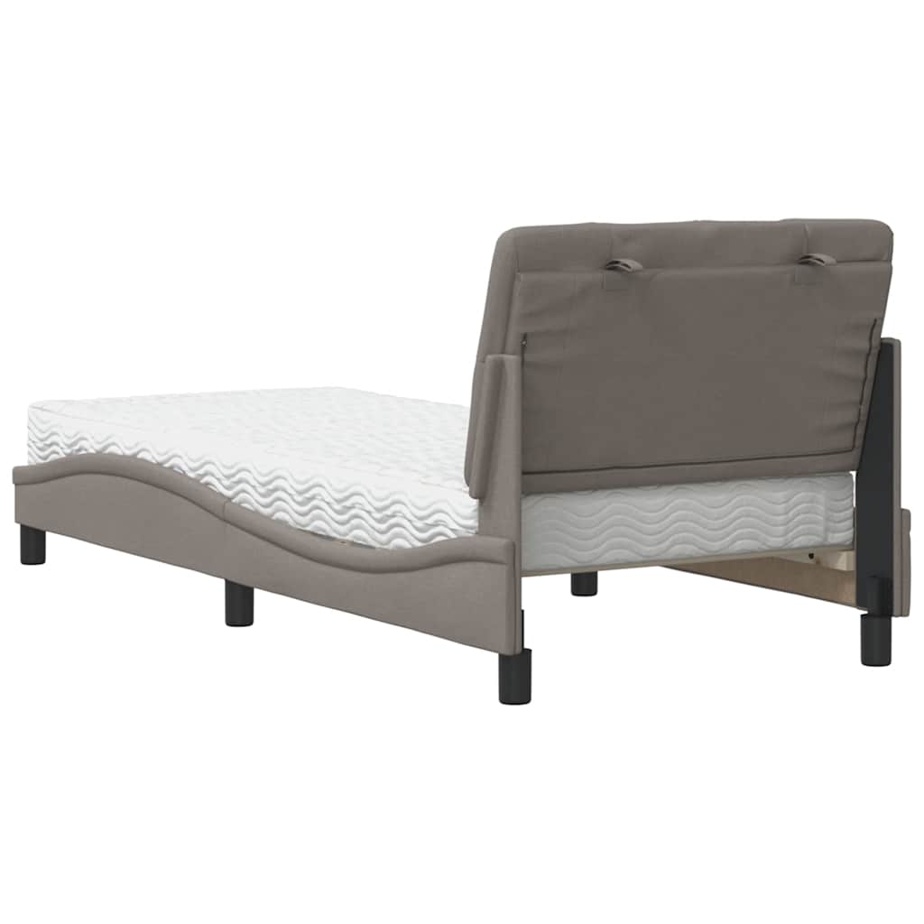 vidaXL Pat cu saltea, gri taupe, 90x190 cm, textil vidaXL Pat cu saltea, gri taupe, 90x190 cm, textil