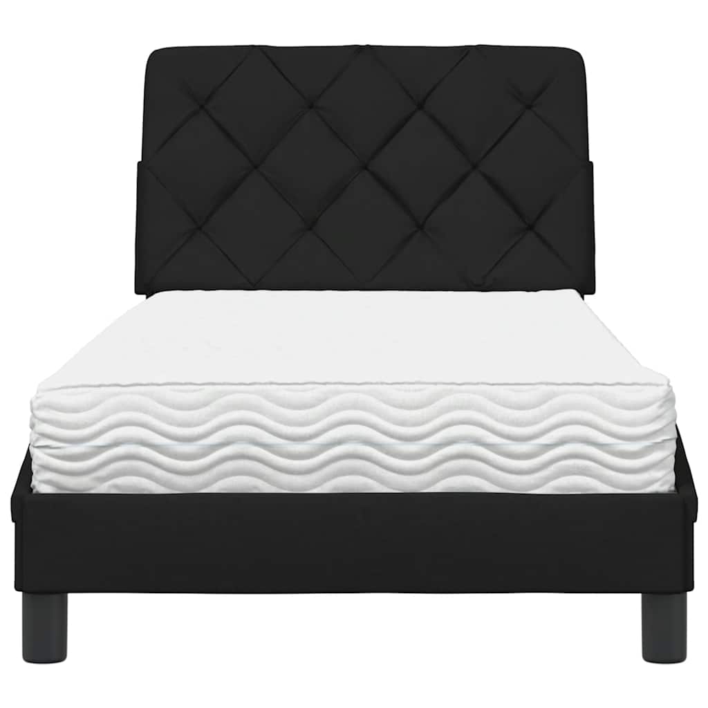 vidaXL Pat cu saltea, negru, 90x200 cm, textil