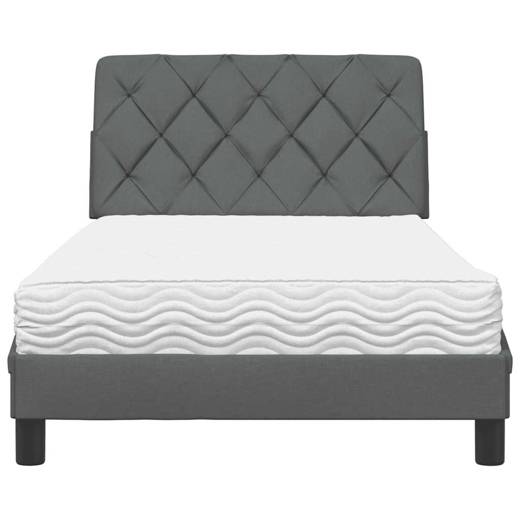 vidaXL Pat cu saltea, gri închis, 100x200 cm, textil