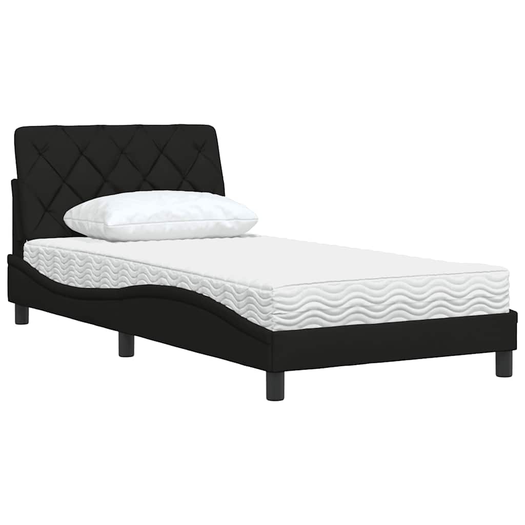 vidaXL Pat cu saltea, negru, 100x200 cm, textil