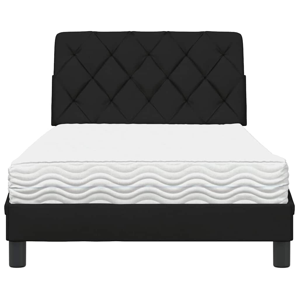 vidaXL Pat cu saltea, negru, 100x200 cm, textil