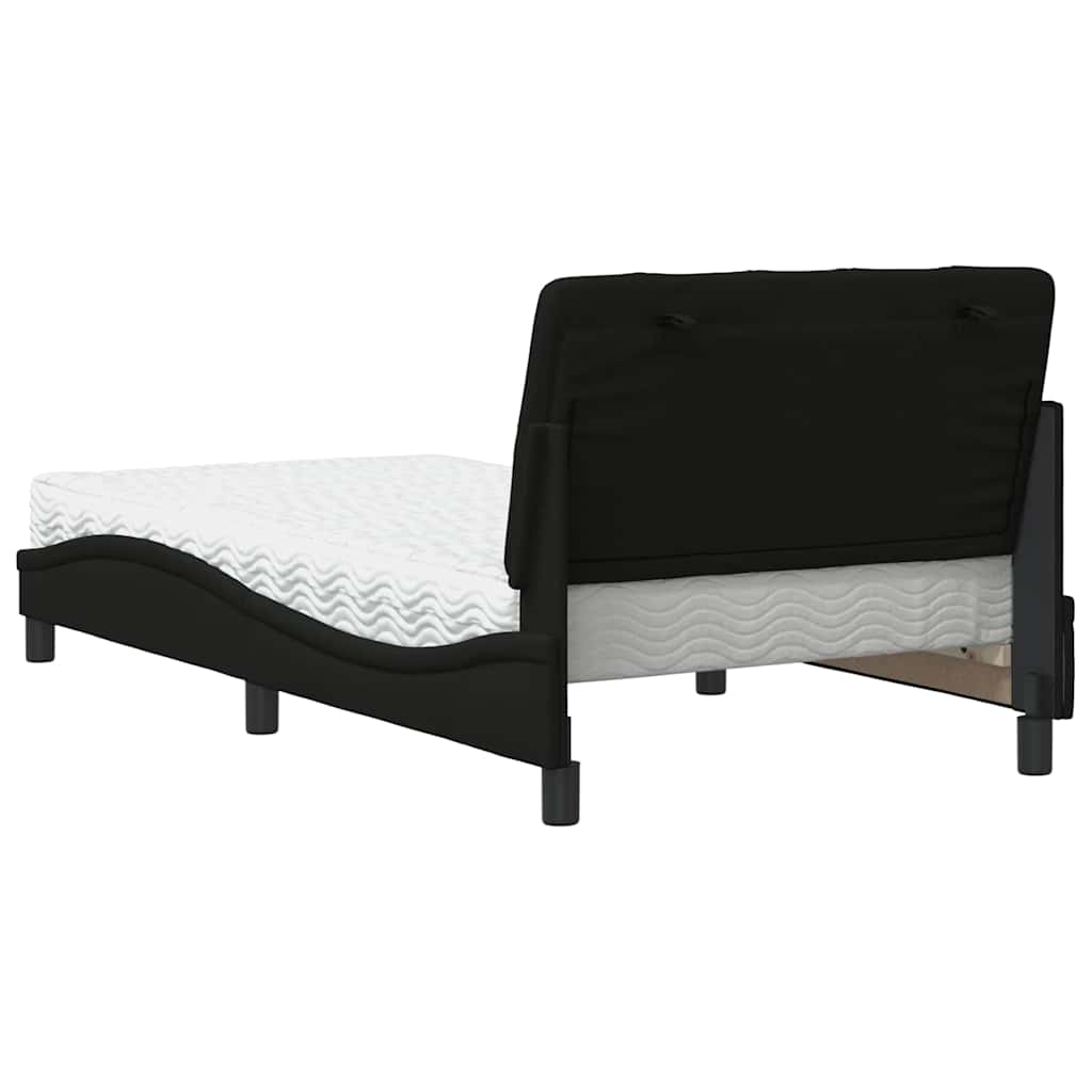 vidaXL Pat cu saltea, negru, 100x200 cm, textil