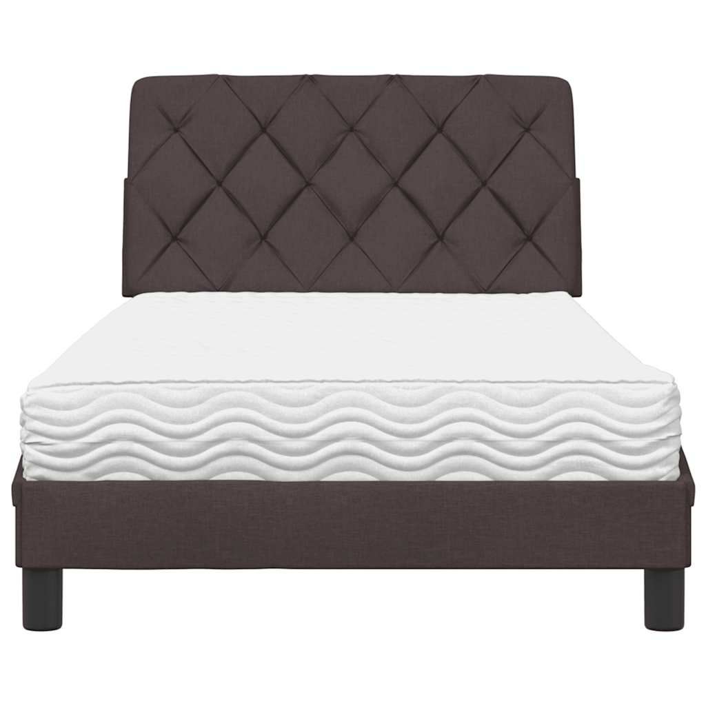 vidaXL Pat cu saltea, maro închis, 100x200 cm, textil vidaXL Pat cu saltea, maro închis, 100x200 cm, textil