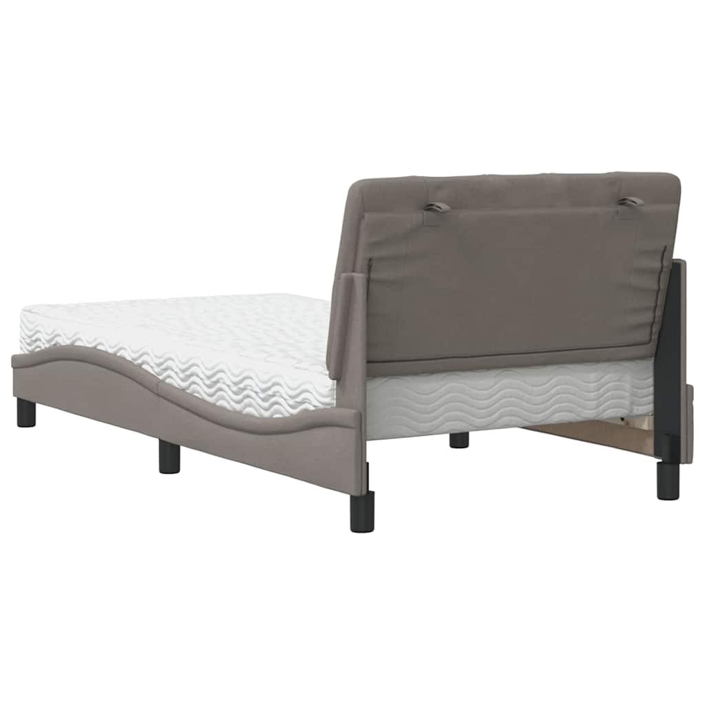 vidaXL Pat cu saltea, gri taupe, 100x200 cm, textil