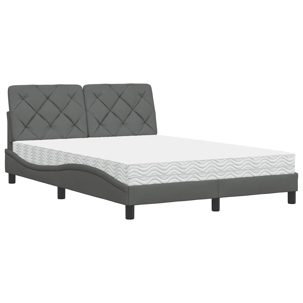 vidaXL Pat cu saltea, gri închis, 120x200 cm, textil