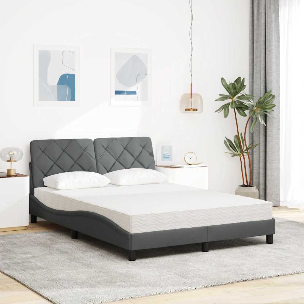 vidaXL Pat cu saltea, gri închis, 120x200 cm, textil