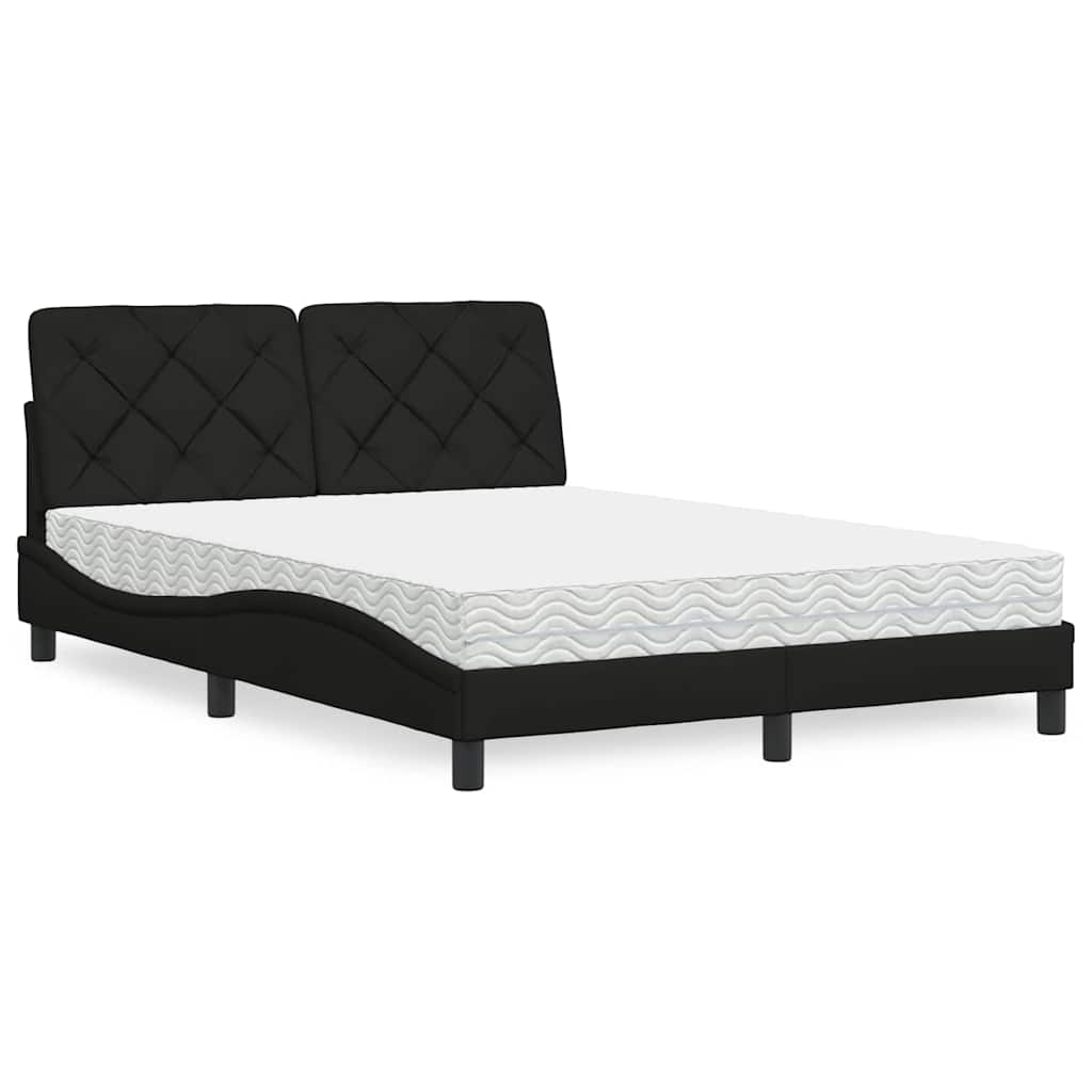 vidaXL Pat cu saltea, negru, 120x200 cm, textil