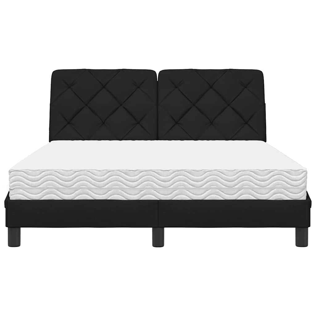 vidaXL Pat cu saltea, negru, 120x200 cm, textil