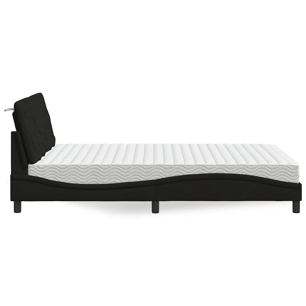 vidaXL Pat cu saltea, negru, 120x200 cm, textil