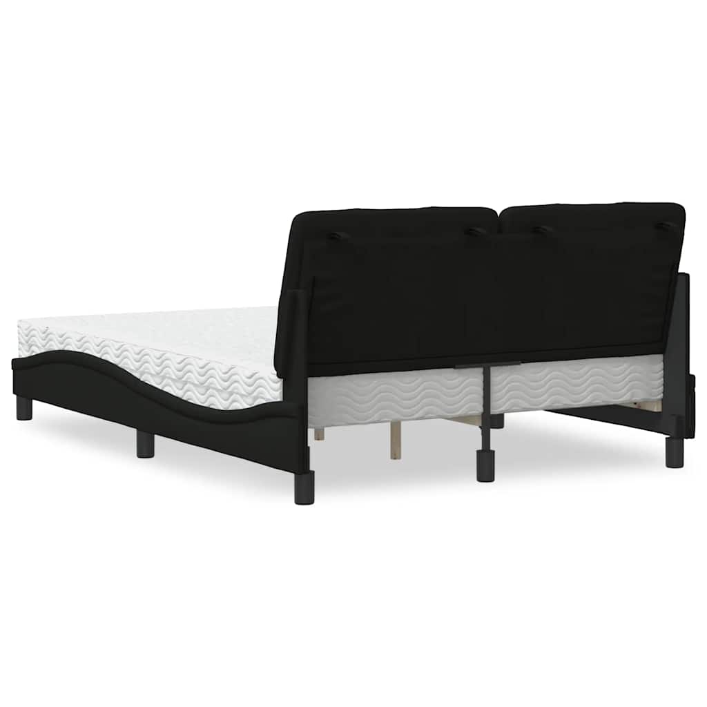 vidaXL Pat cu saltea, negru, 120x200 cm, textil