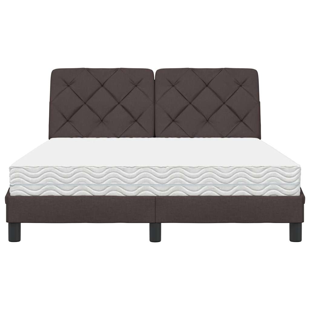 vidaXL Pat cu saltea, maro închis, 120x200 cm, textil vidaXL Pat cu saltea, maro închis, 120x200 cm, textil