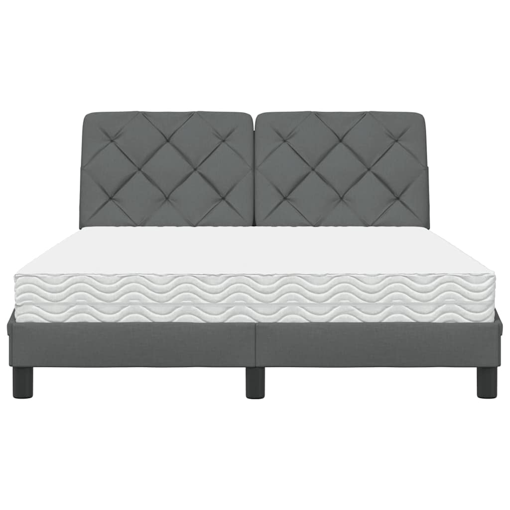 vidaXL Pat cu saltea, gri închis, 140x190 cm, textil