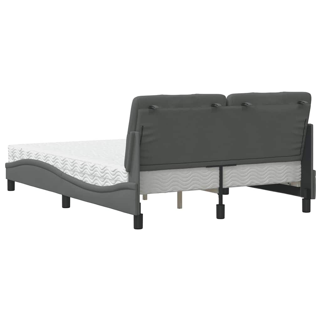 vidaXL Pat cu saltea, gri închis, 140x190 cm, textil