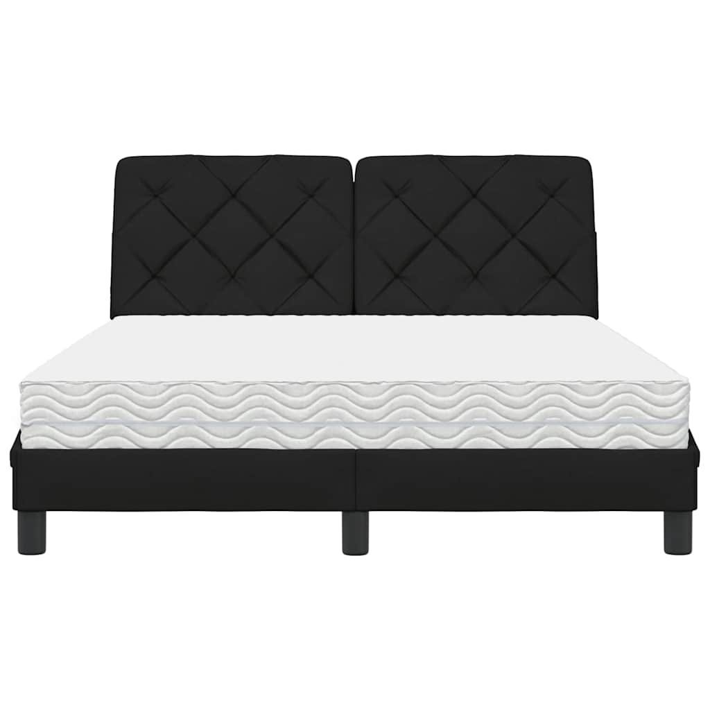 vidaXL Pat cu saltea, negru, 140x190 cm, textil