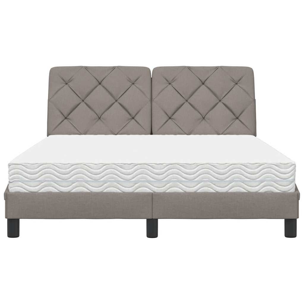 vidaXL Pat cu saltea, gri taupe, 140x200 cm, textil