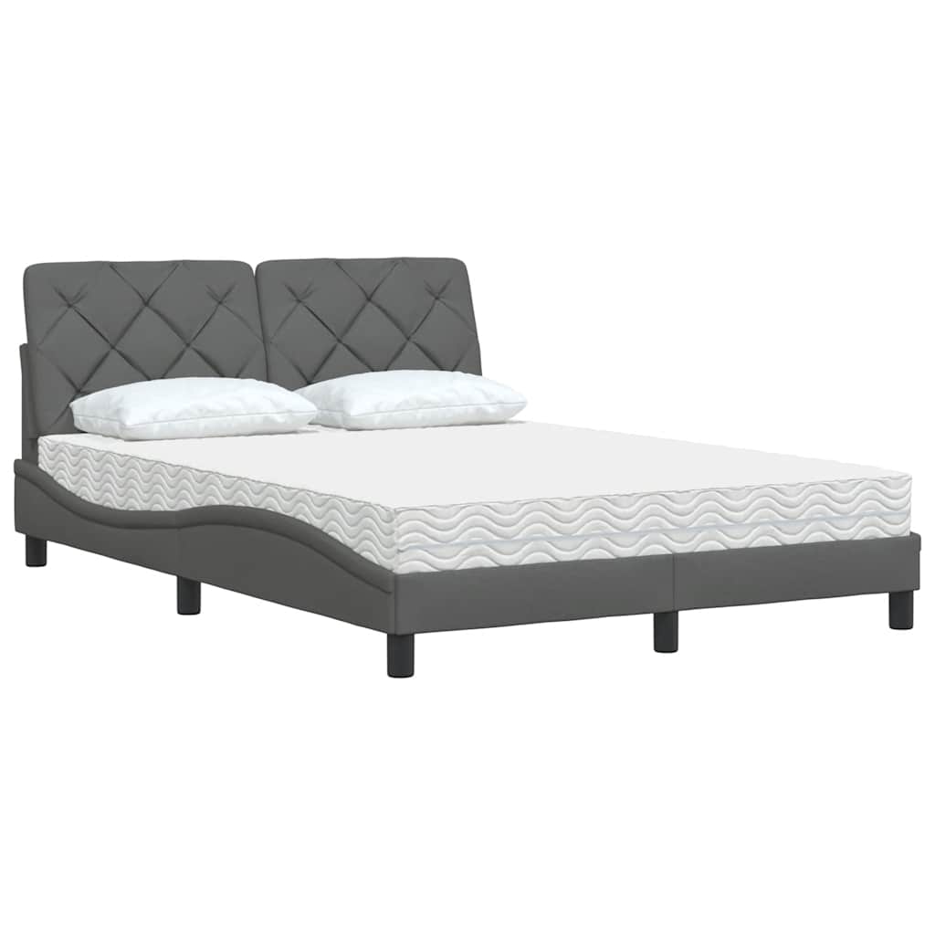 vidaXL Pat cu saltea, gri închis, 140x200 cm, textil