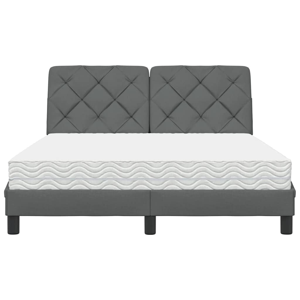 vidaXL Pat cu saltea, gri închis, 140x200 cm, textil