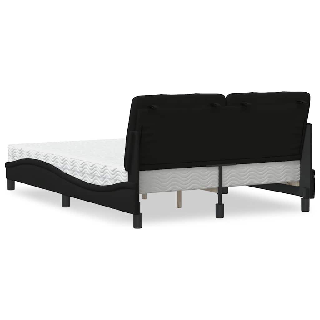 vidaXL Pat cu saltea, negru, 140x200 cm, textil