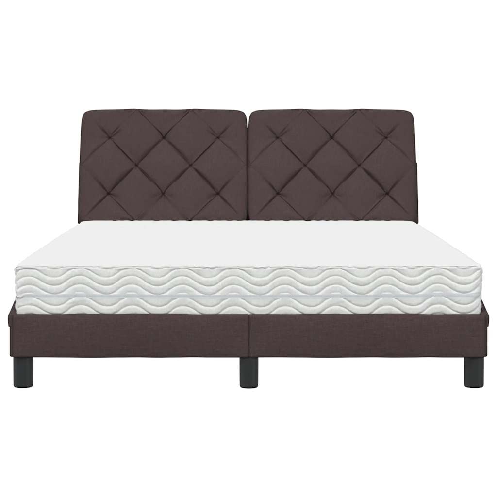 vidaXL Pat cu saltea, maro închis, 140x200 cm, textil vidaXL Pat cu saltea, maro închis, 140x200 cm, textil