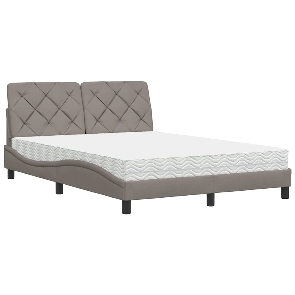 vidaXL Pat cu saltea gri taupe 140x200 cm material textil vidaXL Pat cu saltea gri taupe 140x200 cm material textil