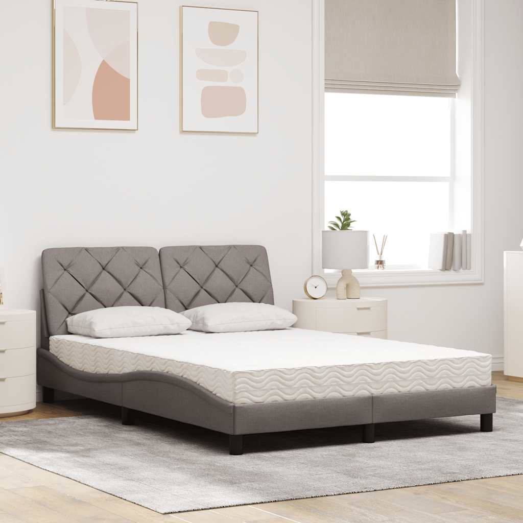 vidaXL Pat cu saltea gri taupe 140x200 cm material textil vidaXL Pat cu saltea gri taupe 140x200 cm material textil