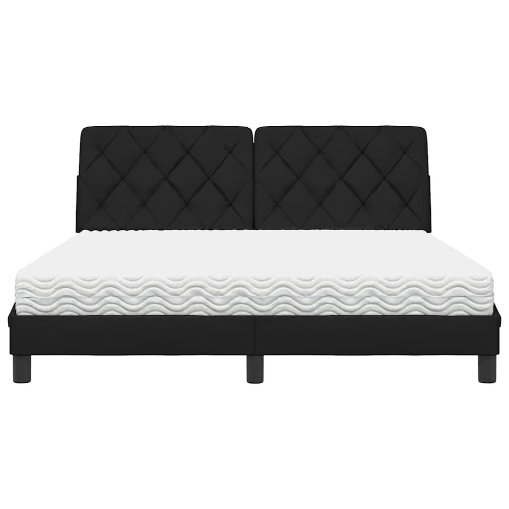 vidaXL Pat cu saltea, negru, 160x200 cm, textil