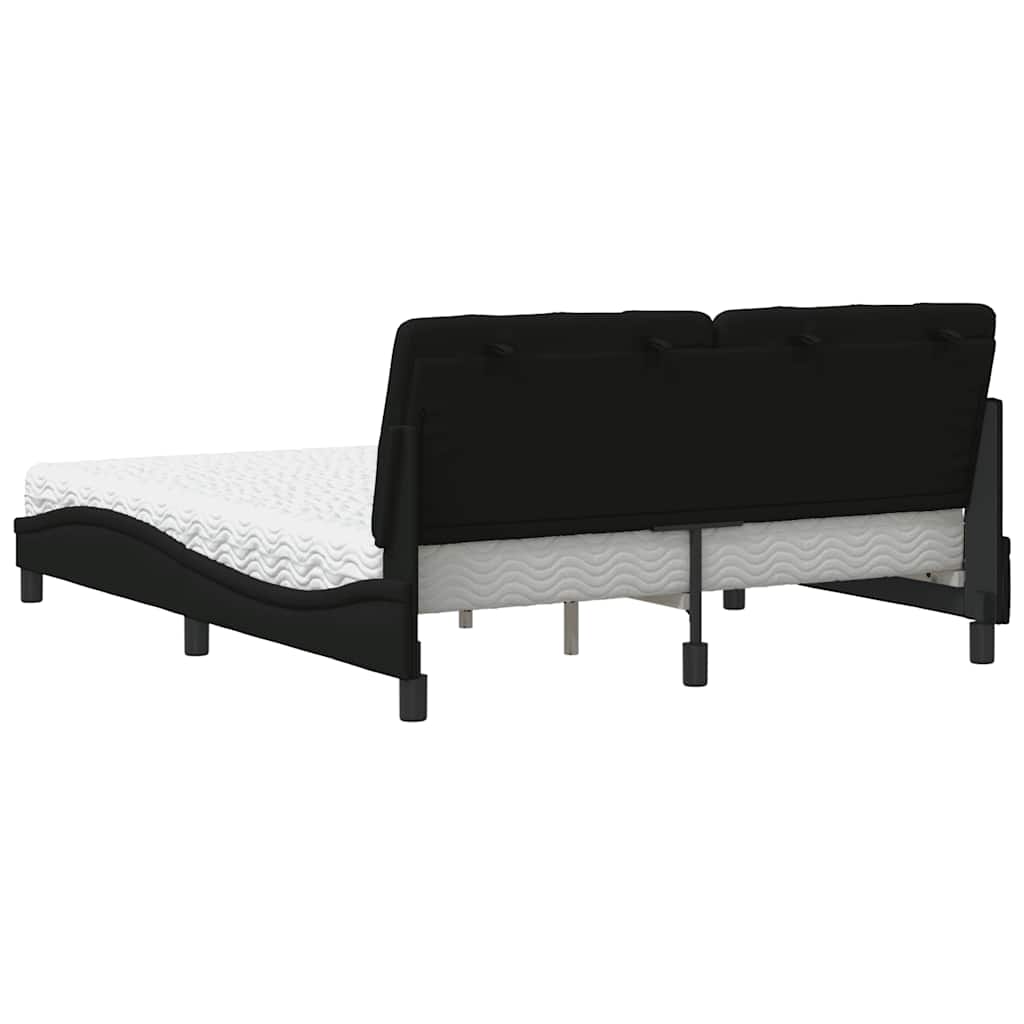 vidaXL Pat cu saltea, negru, 160x200 cm, textil