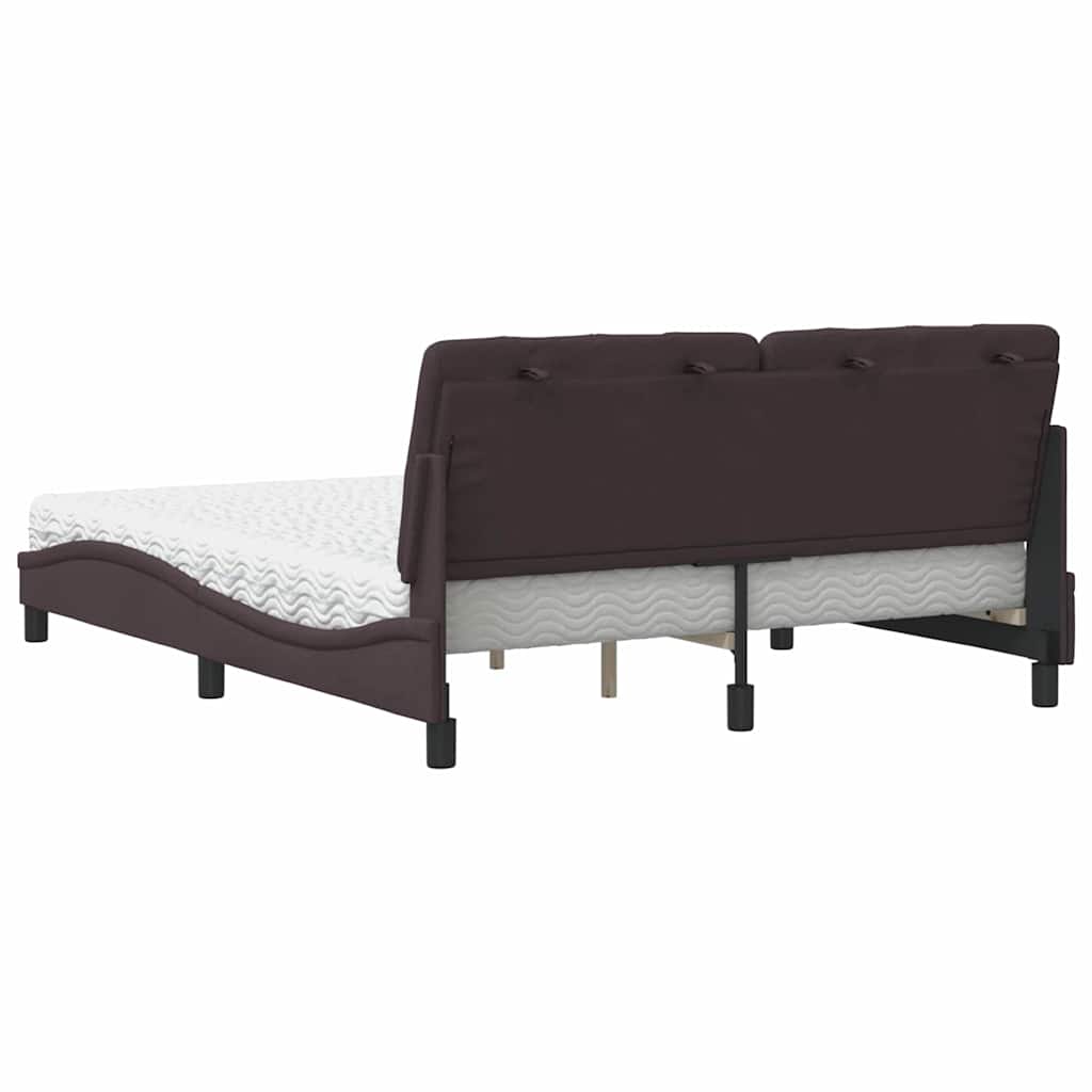 vidaXL Pat cu saltea, maro închis, 160x200 cm, textil vidaXL Pat cu saltea, maro închis, 160x200 cm, textil