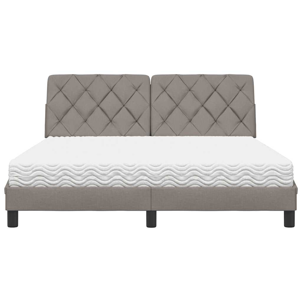 vidaXL Pat cu saltea, gri taupe, 160x200 cm material textil