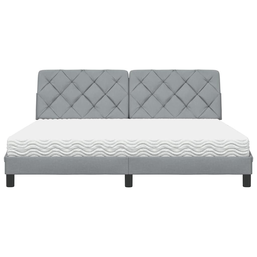 vidaXL Pat cu saltea, gri deschis, 180x200 cm, material textil vidaXL Pat cu saltea, gri deschis, 180x200 cm, material textil